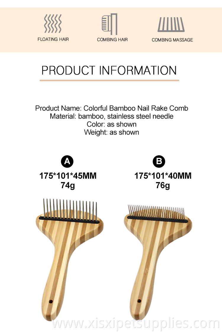 Factory Wholesale Bamboo Wooden Cat Undercoat Rake Comb Pet Dog Hair Grooming Comb
